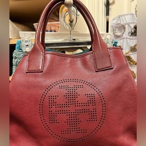 Tory Burch blood red leather satchel. Used but great condition.